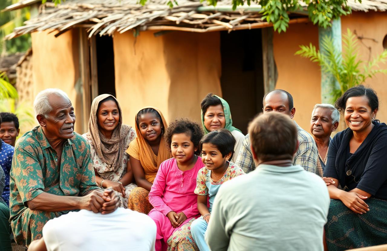 A global community gathered together in conversation